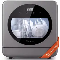 Skoov Mini Vaatwasser met waterreservoir - 5 couverts - 6 wasprogramma's - 45cm - Kleine smalle vrijstaande afwasmachine - Camping - Grijs
