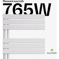 Blumfeldt Badheizkörper - 765 W Wandmontage Handtuchheizkörper Met Zij aansluiting, Modern Staal-Design, Handdoekhouder Voor Badkamers & Woonruimtes, 60x160 cm, Wit