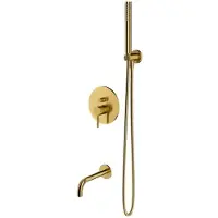 Omnires Y - Inbouw badkraan, 3-gats installatie, met inbouwdeel, met accessoires, geborsteld goud SYSYW01GLB