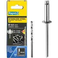 Rapid Blindklinknagels RVS | Ø4 x 8 mm | Incl. Boor | 50 Stuks - 5001460