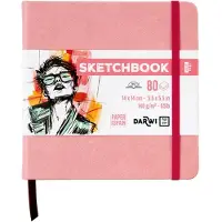 Darwi Sketch schetsboek - 14 x 14 cm - lichtroze
