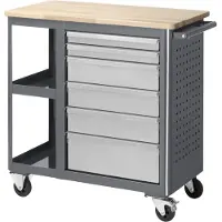 RAU Verrijdbare werkbank 960 - B 675 x D 450 x H 950 mm - boven blad van beuken