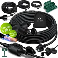 Kesser Verlengkabel 15 meter met 3x stekkerdoos voor binnen en buiten IP44 - Verlengsnoer met Stekker