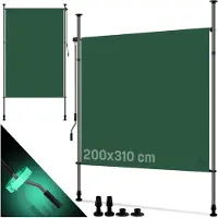 Kesser Klemluifel - verticale zonwering met handslinger, zonder boren - waterdicht - 200x310 cm - donkergroen