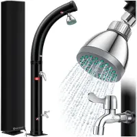 Kesser Buitendouche zonneenergie - Tuindouche Solar 20 Liter Warm Water max. 60°C Camping Douche Geïntegreerde metalen douchebak inclusief Beschermhoes - Zwart