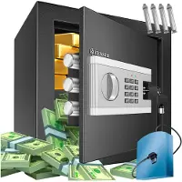 Kesser Elektronische Kluis met cijferslot 38 x 30 x 30 cm - Digitale Muurkluis Inclusief Batterijbox en Batterijen - Electrische Safe met 2 Noodsleutel Klusje - Zwart