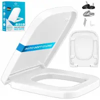 Kesser WC bril met Soft Close Deksel - Toiletbril met Duroplast en Quick-Release-functie - Wit / Vierkant