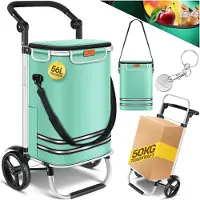 Kesser Boodschappentrolley met koelvak - Boodschappenwagen 56 liter - Steekwagen functie draagkracht tot 50 kg Opvouwbare Boodschappenkar - Mintgroen
