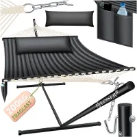 Kesser Hangmat HILL met Kussen Dubbele Hangmat voor 2 Personen-Stabiel Frame - 200kg Draagvermogen Binnen & Buiten XXL Hangstoel Dubbel Multi-Persoons Tuin Zwembad Balkon Terras - Antraciet