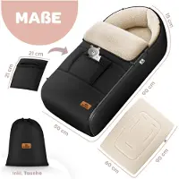 Kidiz Voetenzak voor Autostoeltje en Buggy met Ritssluiting - Baby Slaapzak Deken voor Maxi-Cosi & Wandelwagen / Kinderwagen - Zwart