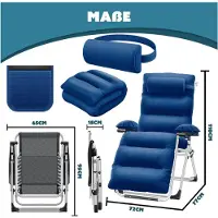 Kesser Ligstoel - Inklapbaar en extra breed - Verstelbare rugleuning met nekkussen - 200 kg - Marineblauw