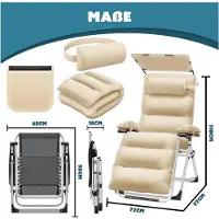 Kesser Luxe Ligstoel – Extra Breed & Comfortabel – Dikke Kussens, Armleuningen, Hoofdkussen, Bijzettafel & Opbergvakken – Ergonomisch & Antislip – Tuin of Balkon – Beige
