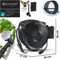 Kesser Slanghaspel met tuinslang 15 m - wandmontage - 180° draaibaar - automatisch oprollen - antraciet/zwart