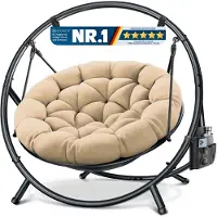 Kesser Hangstoel BALI - met stalen standaard - tot 150 kg - inclusief kussen en zijvak - Beige