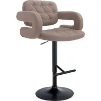 CLP barkruk Dublin, bekleed met stof, in hoogte verstelbaar en draaibaar | Kleur: taupe, frame: zwart