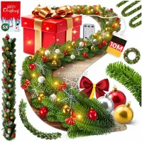 Kesser Guirlande met verlichting - Kerstguirlande LED Kerstslinger Kerstversiering Kerstdecoratie