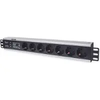 Intellinet 714006 19 inch Stekkerdoos voor patchkast 1.5 HE Geaarde contactdoos Overspanningsbescherming Zwart