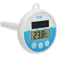 TFA-Dostmann Digitales Solar-Poolthermometer 30.1068.02 Zwembadthermometer Wit, Turquoise