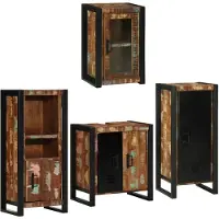 vidaXL Badkamermeubel Set 4 st Multikleur Massief hergebruikt hout