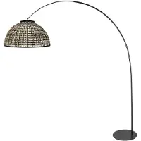 Steinhauer Zwarte booglamp Curve met bamboe kap Ø60cm