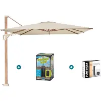 Platinum Challenger parasol Premium T2 3,5x2,6 m. - Champagne Teak - met ingraafvoet en hoes
