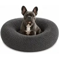 Belviona Donut hondenbed, zacht hondenmand, comfortabel & antislip Ø70 cm donkergrijs