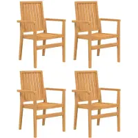 vidaXL Tuinstoelen stapelbaar 4 st 56,5x57,5x91 cm massief teakhout