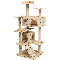 vidaXL Kattenkrabpaal met sisal krabpalen 125 cm pootafdrukprint beige