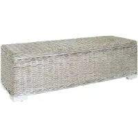 vidaXL Opbergbox 110 cm natuurlijk kubu rattan & massief mahoniehout wit