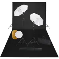 vidaXL Fotostudioset met lampen, paraplu's, achtergrond en reflector