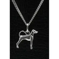MOOYE ® - Collectie Zilveren Duitse pincher oren ongecoupeerd met staart ketting hanger - klein