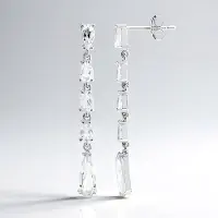 Cavill - Zilveren Oorhangers - 925 Sterling Zilver Gerhodineerd - Witte Peervormige Topaas 3,706 ct - Lange Elegante Oorbellen voor Dames
