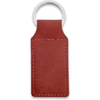 Combicraft Blanco leren sleutelhanger rechthoek 33x70mm bordeaux rood - 5 stuks