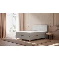 Emma BSB Original - 140x200 - Lichtgrijs - Getuft hoofdeinde - Houten poten - Met matrashoes