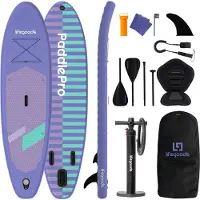 LifeGoods SUP Board Allround Compact - met Zitje - 100 KG Draagkracht - 300 x 76 cm - Opblaasbaar - Compleet SUP pakket - Paars