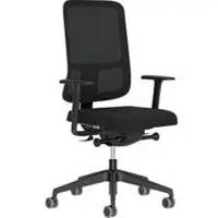 Nowy Styl -bureaustoel UTILA, met armleuningen, synchroonmechanisme, kuipzitting, rugleuning met gaasbekleding, zwart/zwart