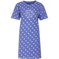 Irresistible Dames Nachthemd - Korte Mouwen - Allover Geprint - Blauw - Maat M