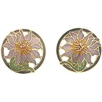 Behave - Oorringen dames - bloemmotief - paars en groen - 2 cm