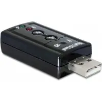DeLOCK USB-A - 3,5mm Jack / Mini Toslink headset audio adapter / zwart