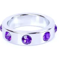 Bossoftoys - Metalen - Cockring - Diamandjes - Paars - Groot - 64-00006