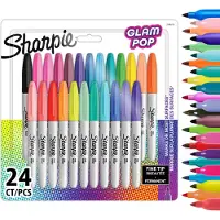 Sharpie Glam Pop Permanent Markers | Fijne Punt voor Gedurfde Details | Verschillende kleuren | 24 Markers