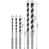 Bosch 2608707004 2608707004 Carbide Steen-spiraalboorset 4 mm, 5 mm, 6 mm, 8 mm, 10 mm Zeskant schacht 1 stuk(s)