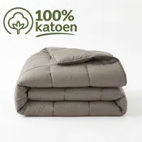 Droomtextiel Dekbed Zonder Overtrek 200x220 - 100% Percale Katoen - Wasbaar Dekbed - Taupe Bruin
