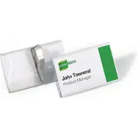Durable Naambord met krokoklem, transparant, kunststof, 25/VE 75 x 40 mm