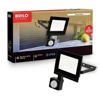 Briloner LED-schijnwerper voor buiten, met bewegingsmelder, rechthoekig, 11x17 cm, 20W, 1800lm, 4000K (neutraal wit), IP65 (stof- en spatwaterdicht), zwart. Geschikt voor tuin, garage, oprit