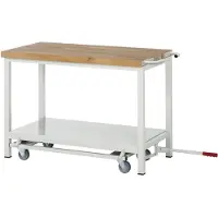 RAU Werkbank serie 8000, verrijdbaar, neerlaatbaar, Legbord, B 1000 x D 700 x H 880 mm