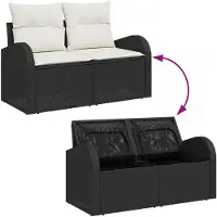 vidaXL Tuinset, 5-delig, 4 zitplaatsen, zwart en crème