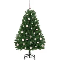 vidaXL Kunstkerstboom met piek en kerstbal 120 cm 150 LED's Warmwit