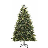 vidaXL Kunstmatige Scharnierende Kerstboom met Kegels Groen 240 cm