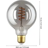 Eglo connect.z Smart LED Lamp -E27 - Ø 9,5 cm - Smoke - Rookglas - 2000K - Dimbaar - Zigbee